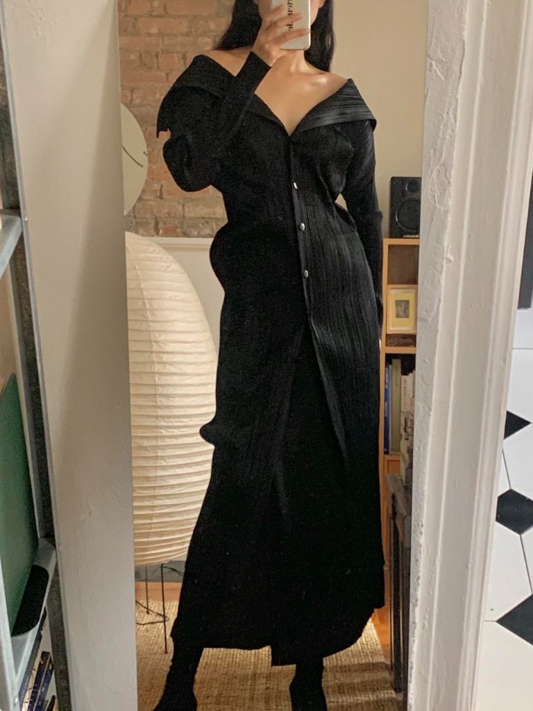 Issey Miyake Pleats Please Fold Collar Midi Jacket Black Jp3
